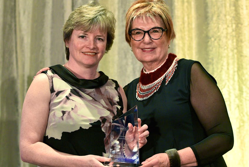 Stella’s Circle CEO Lisa Browne (left) was presented with the 2019 Champions of Mental Health award from fellow Newfoundland and Labradorian Louise Bradley, president & CEO of the Mental Health Commission of Canada.