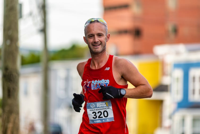 Sheldon Marsh of St. John’s, who will run Sunday’s New York Marathon, feels his running offers a balance to a busy professional and personal life. – Greg Greening photo