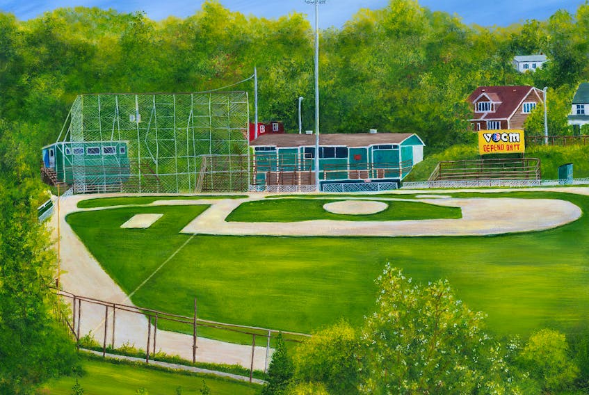 A new baseball season gets under way today at venerable St. Pat’s Ball Park, home to baseball in the capital city since 1947. This fine print was completed by local artist Joan Roberts (www.joanroberts.ca) capturing St. Pat's prior a renovation a couple of years ago.