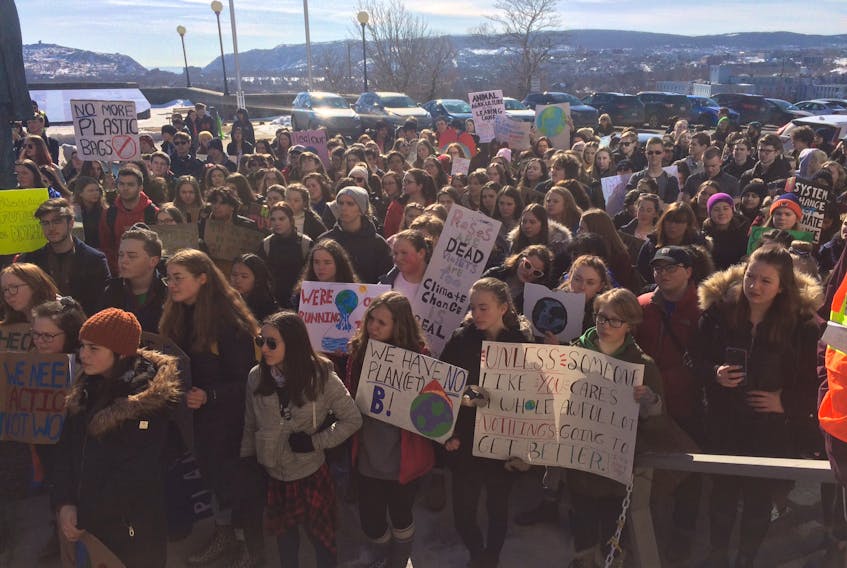 High schools from the St. John's region gathered en masse to join an international movement against climate change on Friday morning.