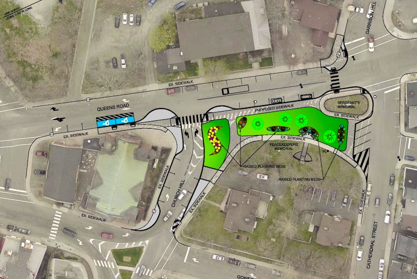 A mockup of changes coming to the Veteran's Square intersection in downtown St. John's this summer.