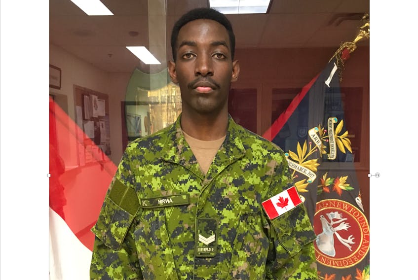 Recently recognized by the Canadian Armed Forces as one of the "Faces of the 5th", Corporal Aimé Hirwa grew up in Rwanda shortly after the genocide against the Tutsi, which put an international spotlight on Canada's peacekeeping forces.