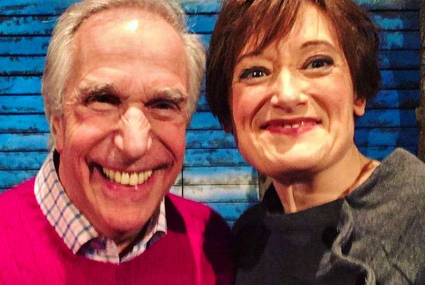 Henry Winkler appears thrilled to have his photo taken with Newfoundlander Petrina Bromley, who stars in "Come From Away," after the show in New York Saturday night.