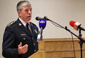 RNC Chief of Police Joe Boland addresses the Rotary Club of St. John’s Thursday at the Sheraton Hotel Newfoundland.