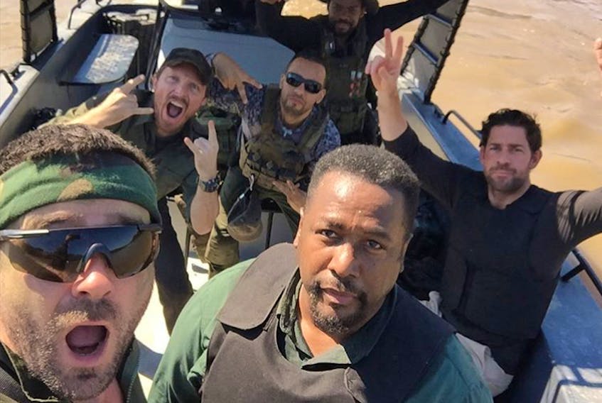 In Season 2 of the acclaimed Amazon hit “Jack Ryan,” Allan Hawco (left) joins a cast that includes Wendell Pierce (right) and John Krasinski (second row, at right). —
