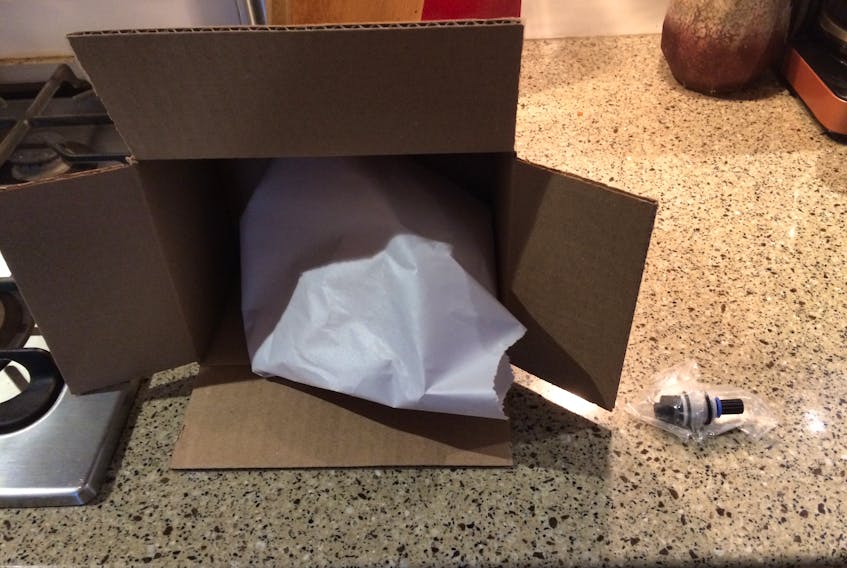 The valve and the box it came in. —