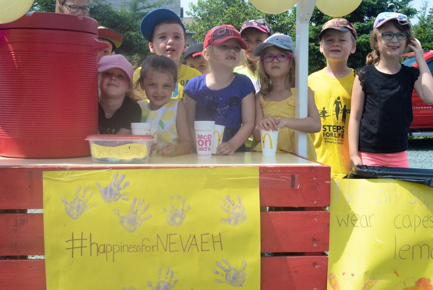 Children from the Creative Kids Daycare centre in the Goulds got in on the entrepreneurship spirit on Wednesday afternoon by holding a lemonade stand selling glasses of lemonade in memory of Nevaeh Denine of the Goulds, who died Monday after her battle with cancer.