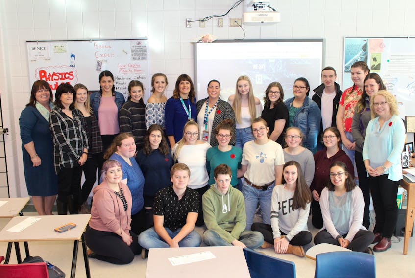 Students with the Social Justice Group at Waterford Valley High School in St. John’s were surprised on Wednesday when they learned 14 of them and two faculty members would get to attend WE Day in Halifax on Nov. 29-30.