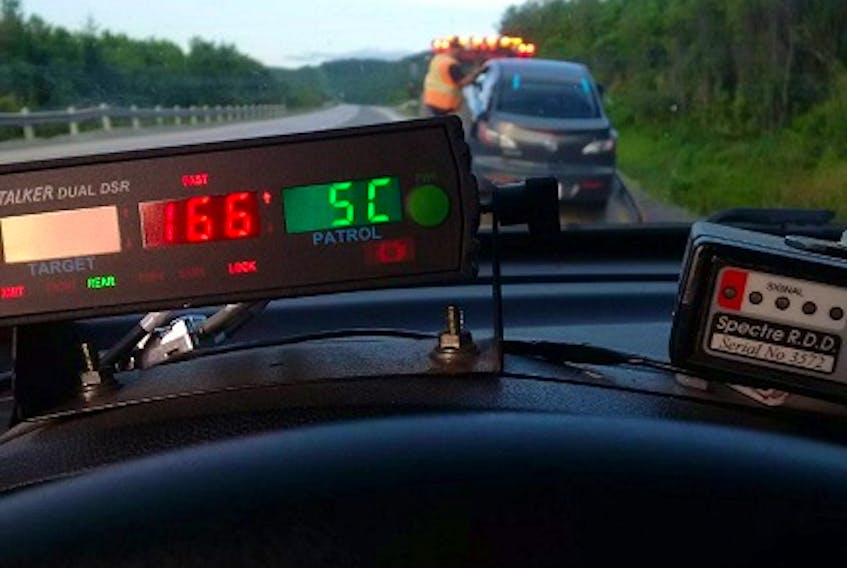 RCMP Traffic Services West ticketed a driver travelling nearly 170 km/h on the Trans-Canada Highway near Pasadena on July 10. — RCMP photo