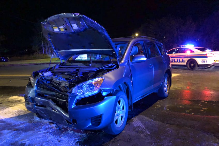 An SUV that was involved in a traffic collision Tuesday night in the Goulds.