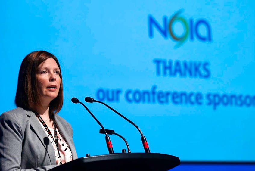 Noia CEO Charlene Johnson speaks to delegates at the association's conference this week in St. John's. — Noia/via Twitter