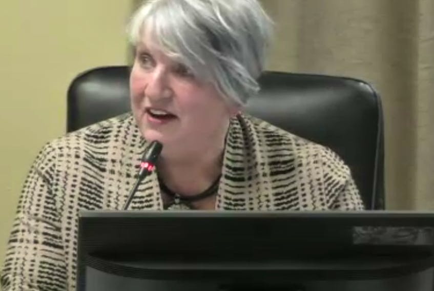 Former premier Kathy Dunderdale answers questions at the Muskrat Falls Inquiry in St. John's, Dec. 20. —