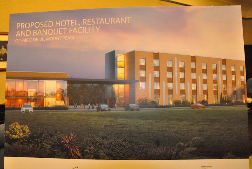 An artist’s depiction of the full-service hotel planned for Olympic Drive in Mount Pearl.
