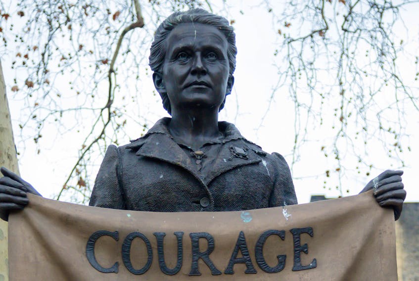 A statue of Millicent Garrett Fawcett (1847-1929) in Parliament Square in London, England. She was president of the National Union of Women’s Suffrage Societies. — 123RF Stock photo