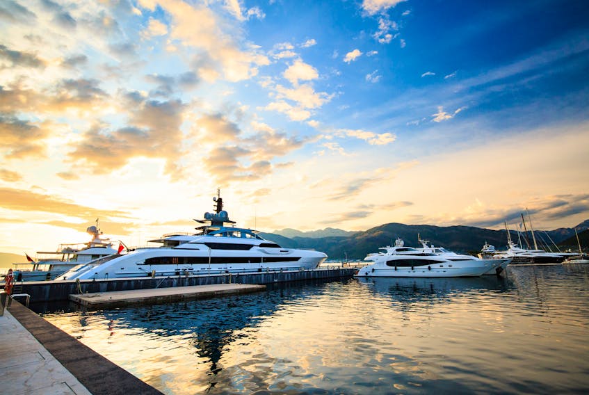 A luxury yacht marina in the Mediterranean. —