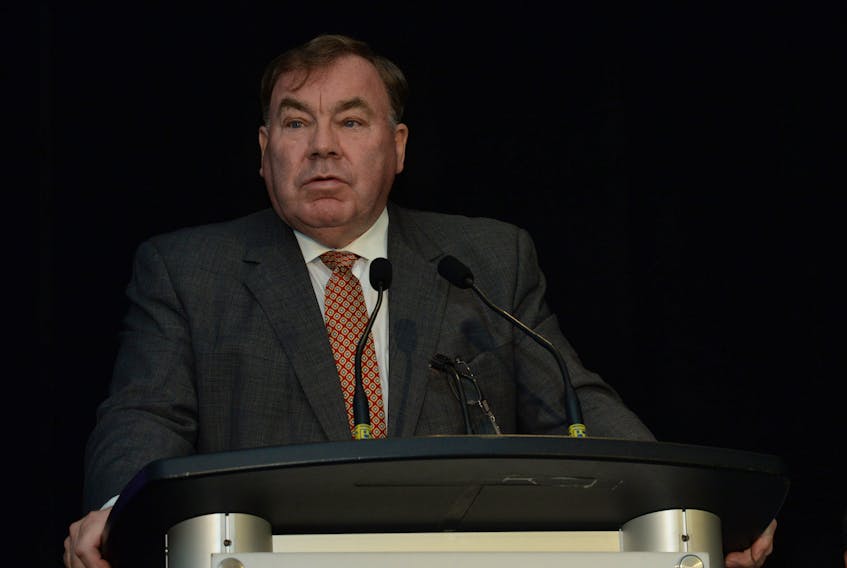 President and CEO Stan Marshall speaks at the Nalcor annual general meeting in St. John’s Tuesday.