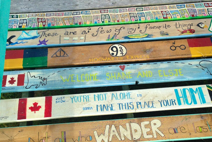 These are examples of the types of messages people are painting in the boards for the Western Bay Lighthouse Trails project.