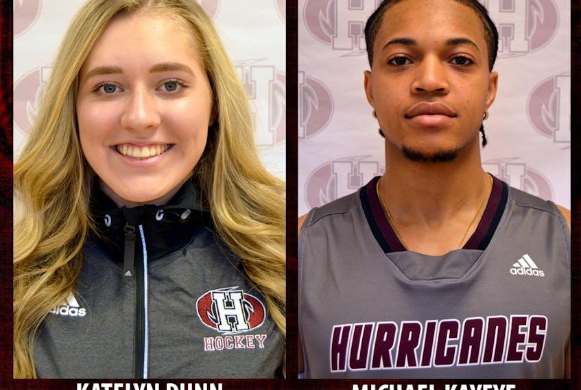 Katelyn Dunn and Michael Kayeye play for the Holland College Hurricanes.