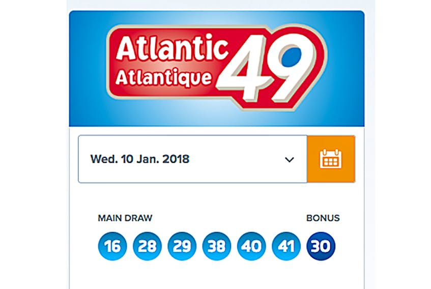 Atlantic 49 winning numbers from Wed., Jan. 10, 2018. A winning ticket for 1$million was sold in Summerside.