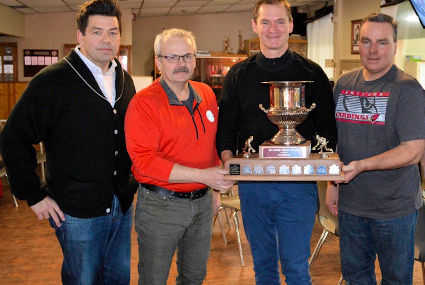 The Philip Gorveatt-skipped rink won the recent P.E.I. senior men's curling championship in Summerside. The team includes, from left, lead Mike Dillon, second Larry Richards, third Kevin Champion and Gorveatt.