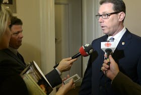 Progressive Conservative leader James Aylward speaks to reporters following the speech from the throne Tuesday, Nov. 14, 2017. (Mitch MacDonald/The Guardian)
