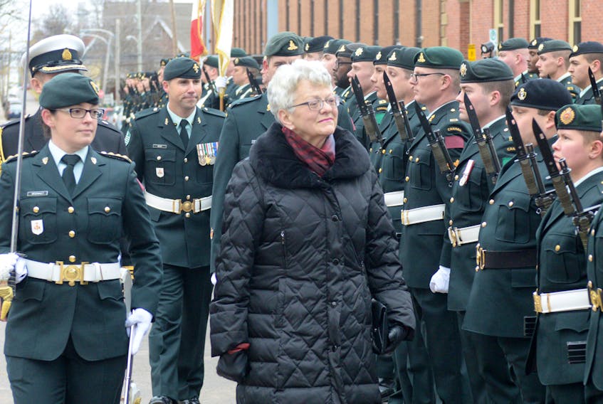 Lieutenant-governor Antoinette Perry makes her way into the P.E.I. legislature to deliver the throne speech Tuesday, Nov. 14, 2017. (Mitch MacDonald/The Guardian)