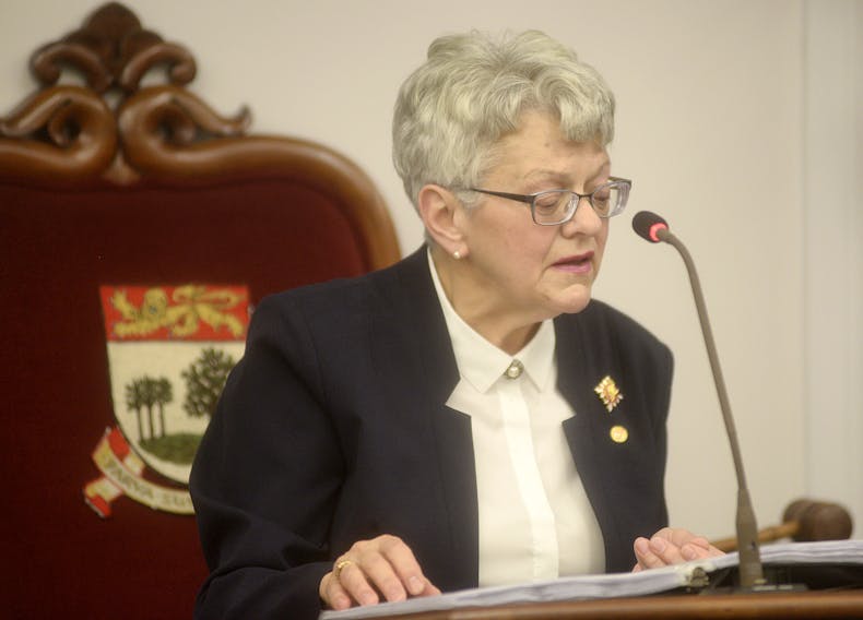 P.E.I. lieutenant-governor Antoinette Perry gives the speech from the throne in the legislature on Tuesday, Nov. 14, 2017. (Mitch MacDonald/The Guardian)