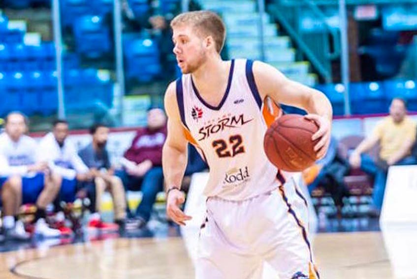 Wayne McCullough of the Island Storm handles the basketball in an NBL of Canada game last season in Charlottetown. The 23-year-old shooting guard re-signed with the Storm for the new season in hopes of improving on last year’s injury-plagued campaign.