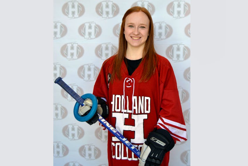Isabelle Saunders plays for the Holland College Hurricanes ringette team.