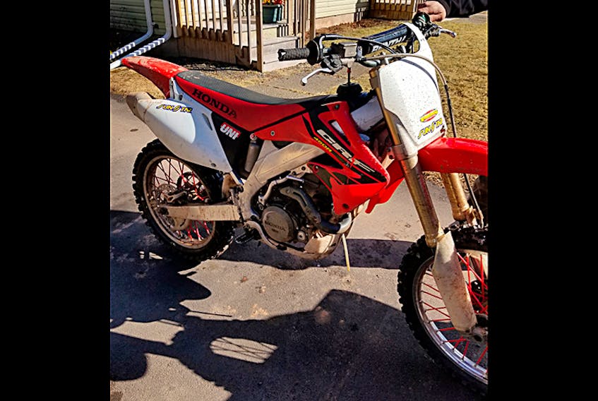 Kings District RCMP issued this photo of a dirt bike in its possession on March 19, 2018. It is seeking the name of the driver.  ©THE GUARDIAN