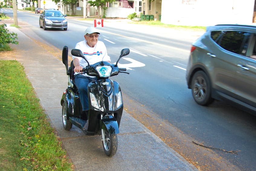 Vern Watson of Charlottetown gets around much faster on his new GIO scooter than he did on his previous device.