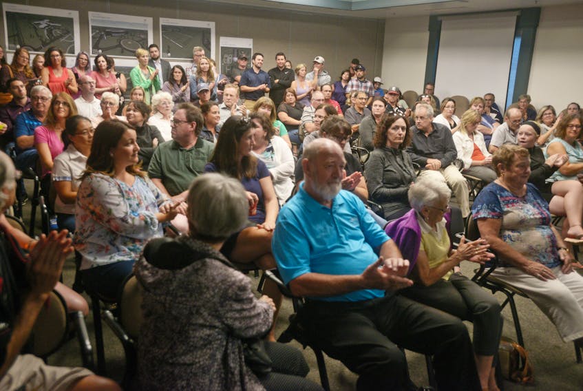 A crowd of about 150 attended the public meeting where Stratford’s “community campus vision” was unveiled Wednesday night.