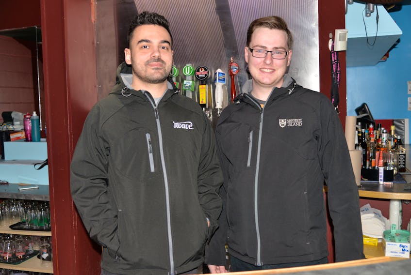 The UPEI Student Union is planning an estimated $400,000 in renovations and upgrades to the campus bar. In this photo is Josh McInnis, the Wave’s manager, left, and Will McGuigan, the student union’s vice-president of finance.
