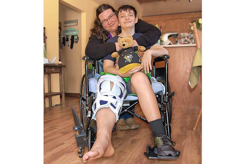 Rose-Lune Goulet believes her son, Kayson, suffered a broken femur in his school’s playground last week due to a strong shove from his long-time tormentor. Goulet is angered and frustrated with her son being an ongoing victim of bullying.  ©THE GUARDIAN
