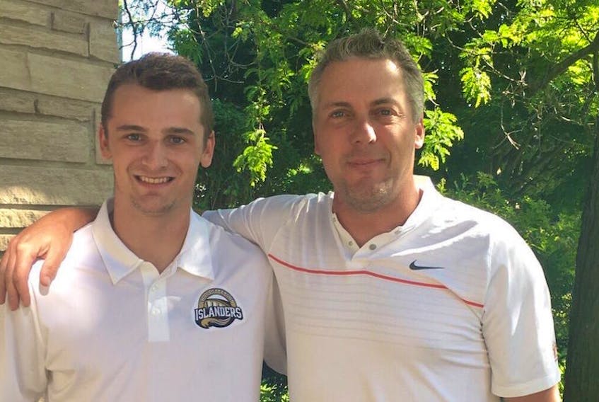 The Charlottetown Islanders signed Ontario free agent forward Cole Edwards, left, for the 2018-19 QMJHL season. The 18 year old had 30 goals and 30 assists in 100 games with the Kingston Voyageurs of the Ontario junior A league. Right is Charlottetown Islanders head coach and general manager Jim Hulton. Submitted