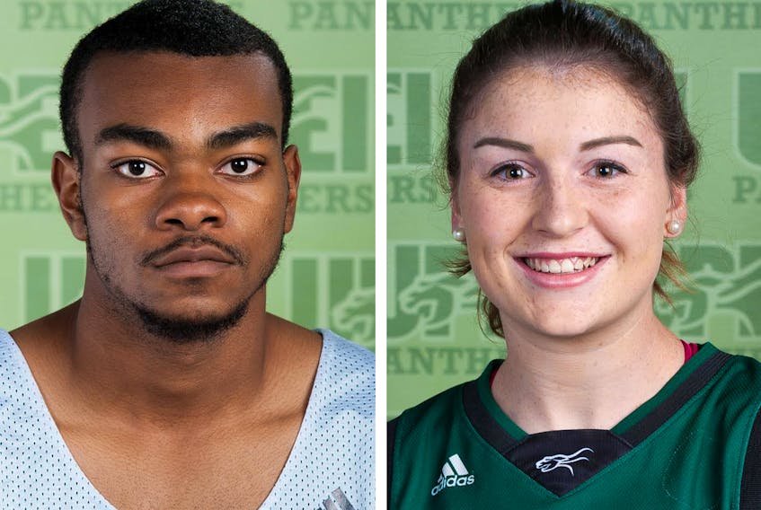 Moshe Wadley, left, and Jenna Mae Ellsworth were announced as the UPEI Panther Subway athletes of the week on Thursday. Submitted photo