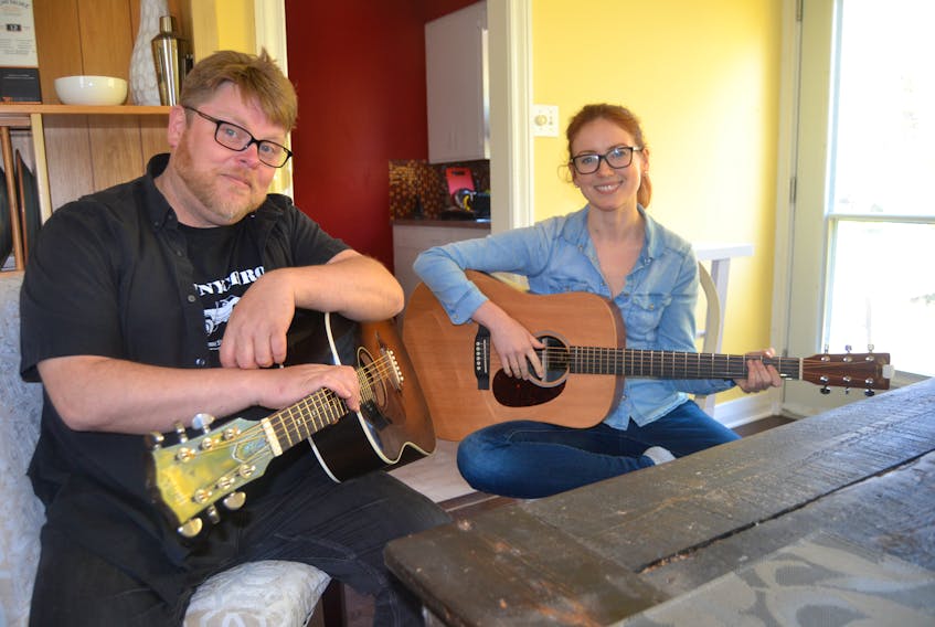 Sean Panting and Alicia Toner take a break from a songwriting session in Charlottetown during the 2018 Canadian Songwriter Challenge. The challenge is underway this week on P.E.I. as part of the Canadian Song Conference.