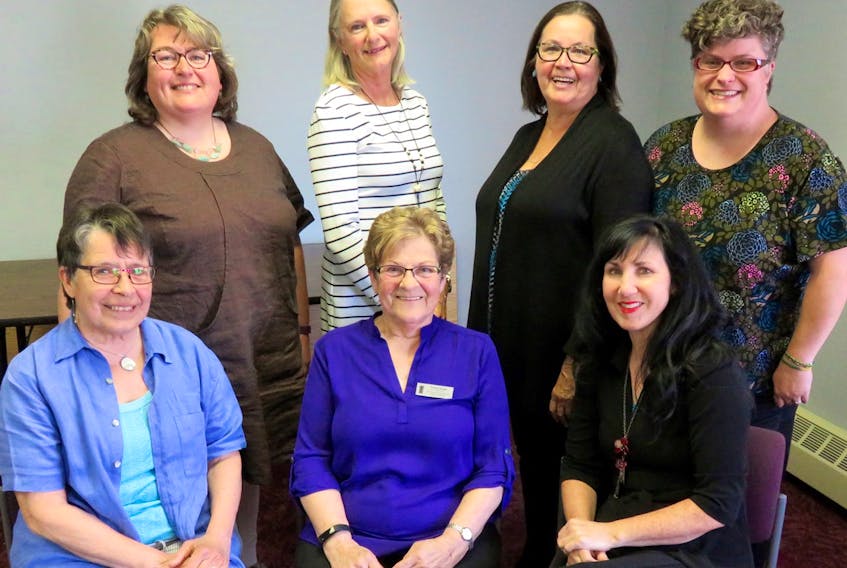 Colleen MacQuarrie, back row left, Anne Nicholson, Sharon O'Brien, Kelly Robinson, Mari Basiletti, front row left, Yvonne Deagle, and Kirstin Lund discussed gender equality during a recent annual chairs circle meeting.