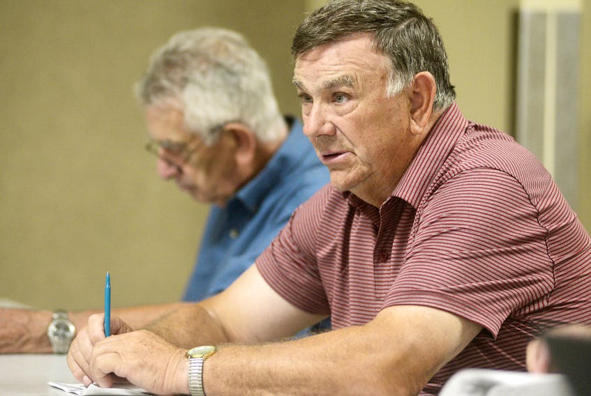 Coun. Jim Bagnall speaks during Montague’s committee of council meeting Monday night at the Cavendish Farms Wellness Centre. Bagnall said it would be a waste of money for the town to spend $10,000 to hold a municipal election in November if another one will have to be held only months later once amalgamation takes effect.