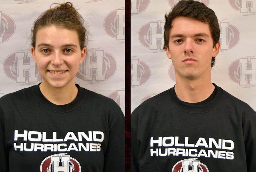 Emma Hughes, left, and Josh Watkins are this week's Holland College Hurricanes athletes of the week. Submitted photo