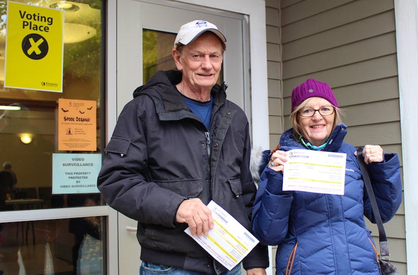 Roddie and Miriam MacLean were two of many who voted early at the advance polling station for Wards 1 and 2 at St. Peter’s Church Hall in Charlottetown Saturday.