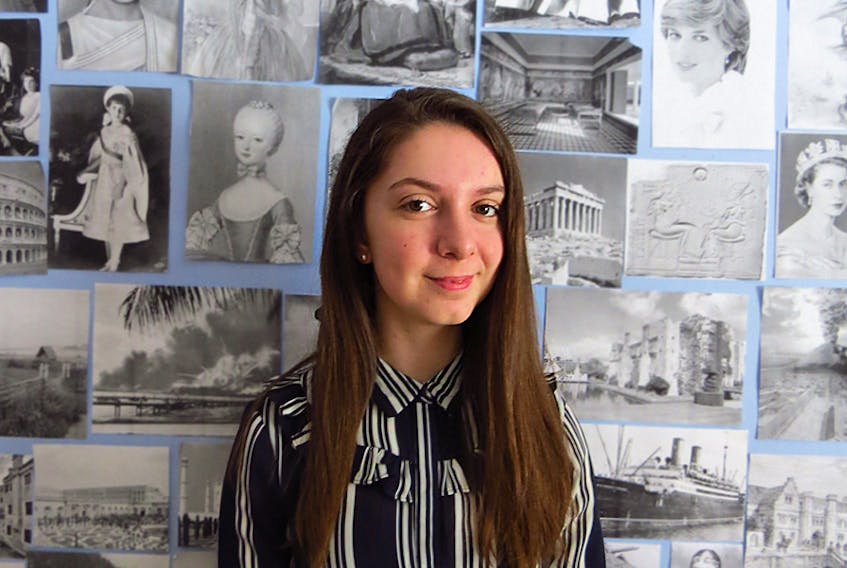 Charlotte Armstrong has a passion for history, and has created a wall in her room of pictures featuring famous women and events of the past. She is a Grade 12 Charlottetown Rural student in the International Baccalaureate, or IB program. She is off to Toronto this week to compete as a national finalist for the Loran scholarship valued at close to $100,000. It also includes a summer program for successful candidates.  ©THE GUARDIAN