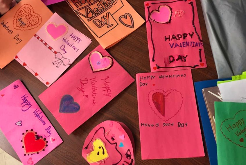 Stratford Elementary School students created these valentines on Jan. 29, 2018 for veterans around P.E.I.