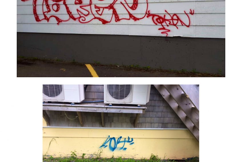 Some areas in Montague were tagged with graffiti last week.