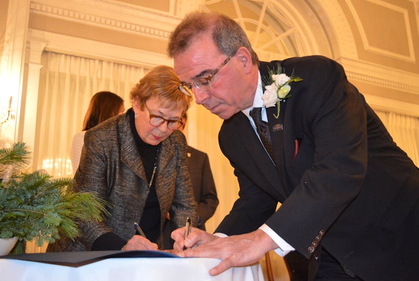 Philip Brown is officially sworn in as mayor of Charlottetown by P.E.I. Court of Appeal Justice Michele Murphy during a ceremony on Thursday.