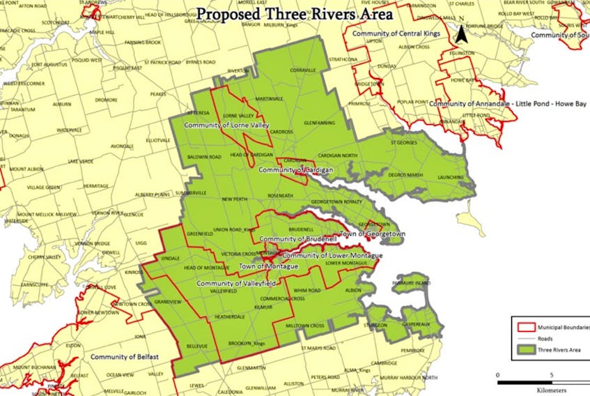 This map shows what the Three Rivers municipality would look like if an application submitted to IRAC this week is accepted and acted on by the province.
