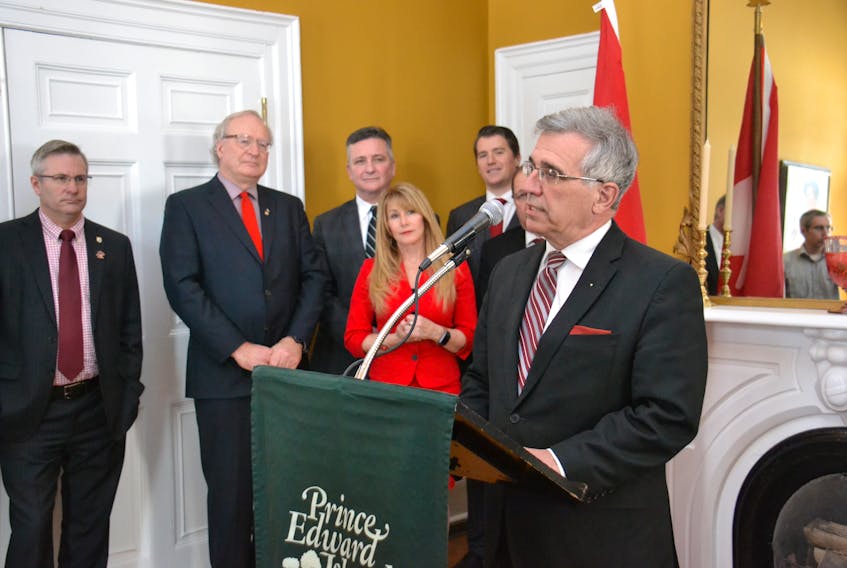 Charlottetown-Victoria Park MLA Richard Brown speaks at Government House moments after being sworn in as minister of communities, land and the environment following Wednesday's major cabinet shuffle.
(TeresaWright/The Guardian)