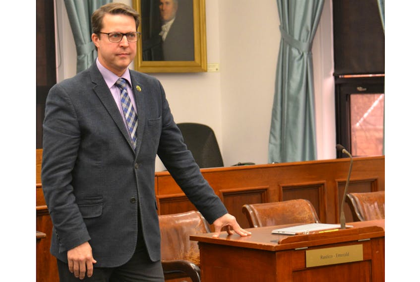 PC MLA Brad Trivers is shown in the legislature before the beginning of question period in this file photo. Guardian file