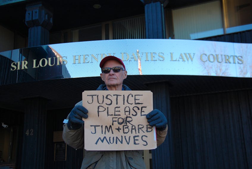 Ernest Mutch, 85, of Hazelbrook was one of roughly a dozen people who were at the Supreme Court of P.E.I. Wednesday to show their support for Jim Munves of Charlottetown.