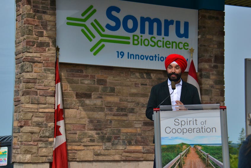 Navdeep Bains, federal Minister of Innovation, Science and Economic Development, announced $3.2 million in funding to support Somru BioScience, a P.E.I.-based biotech firm.